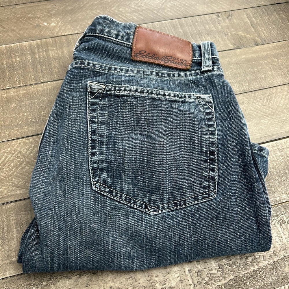 Eddie Bauer Men's Denim Jeans with Brown Accent